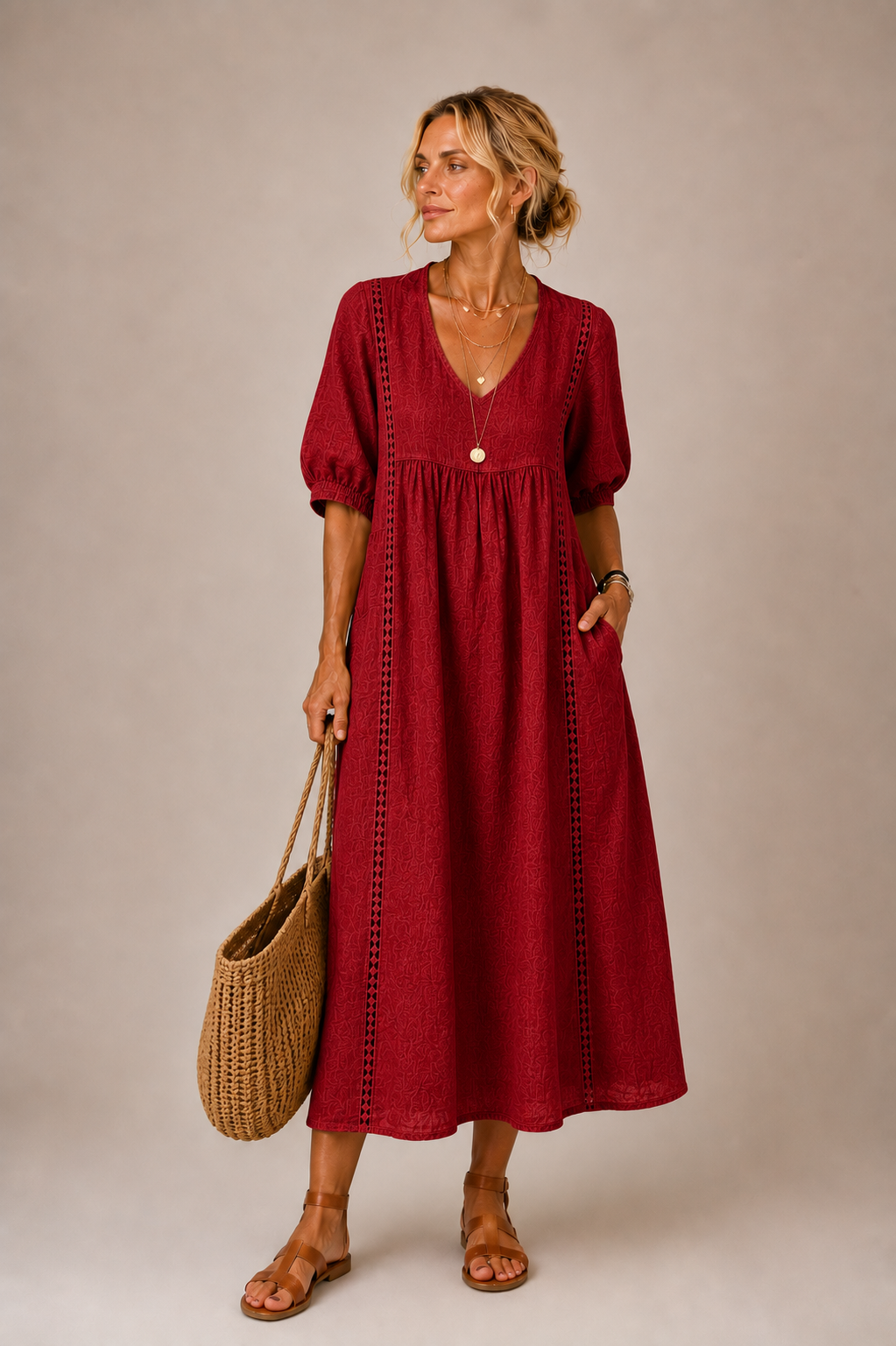 Madeleine™ | Robe en Lin et Coton Dentelée