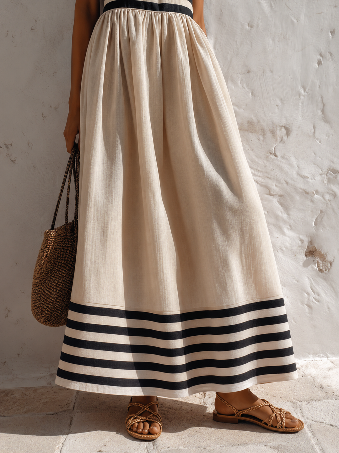 Camille | Robe Longue Rayée Légère