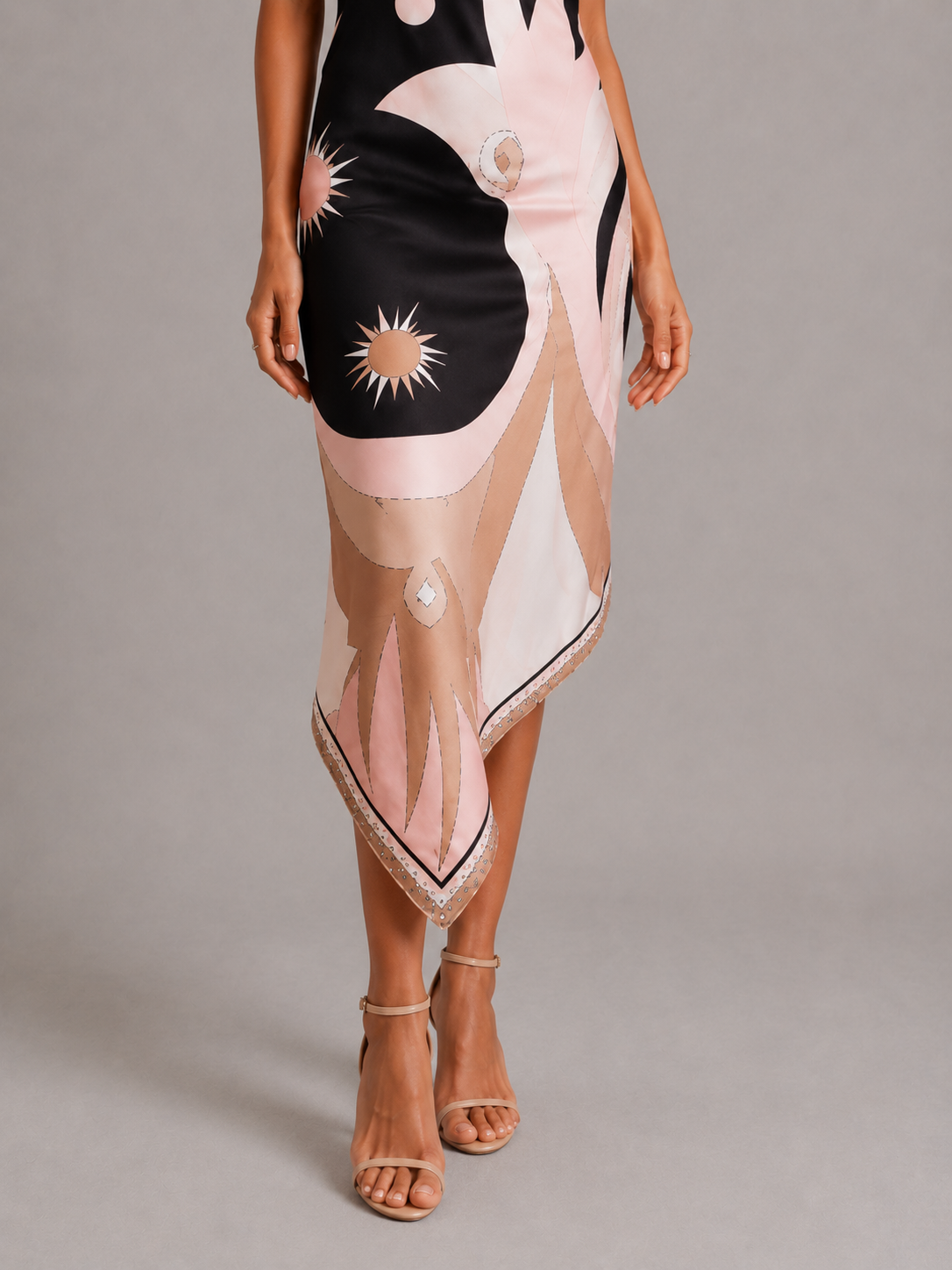AMÉLIE | ROBE MIDI ÉLÉGANTE À IMPRIMÉ ARTISTIQUE