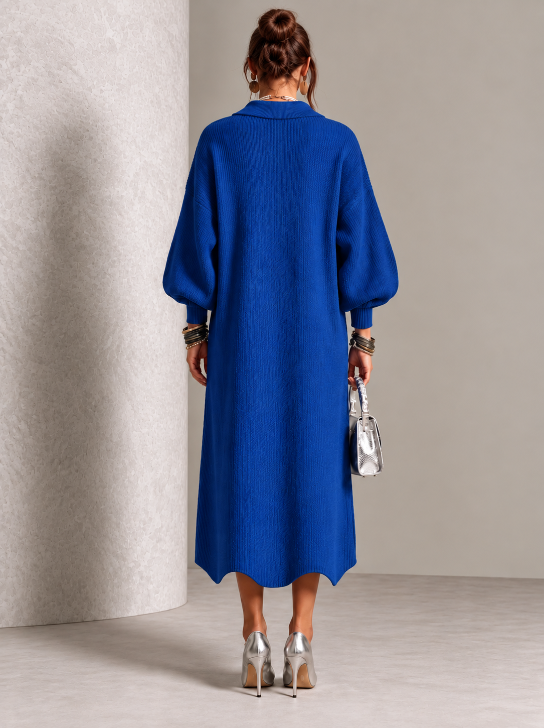 Camille™ | Robe longue élégante à boutons dorés