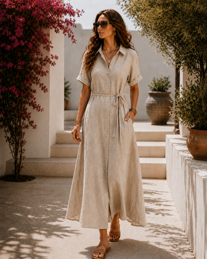 Élise | Robe longue en lin élégante