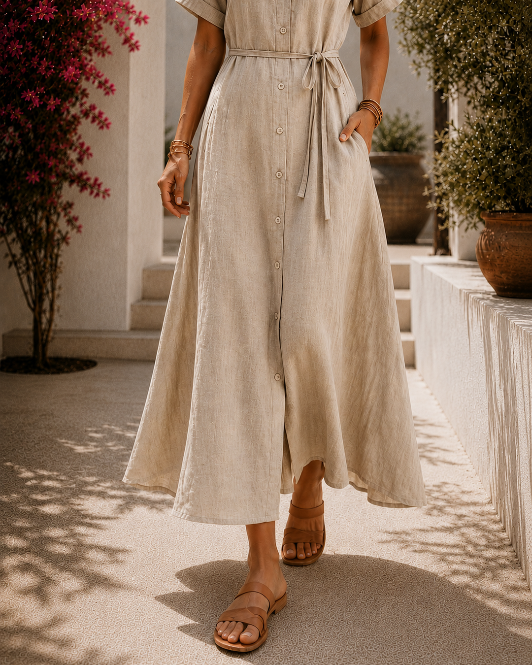 Élise | Robe longue en lin élégante