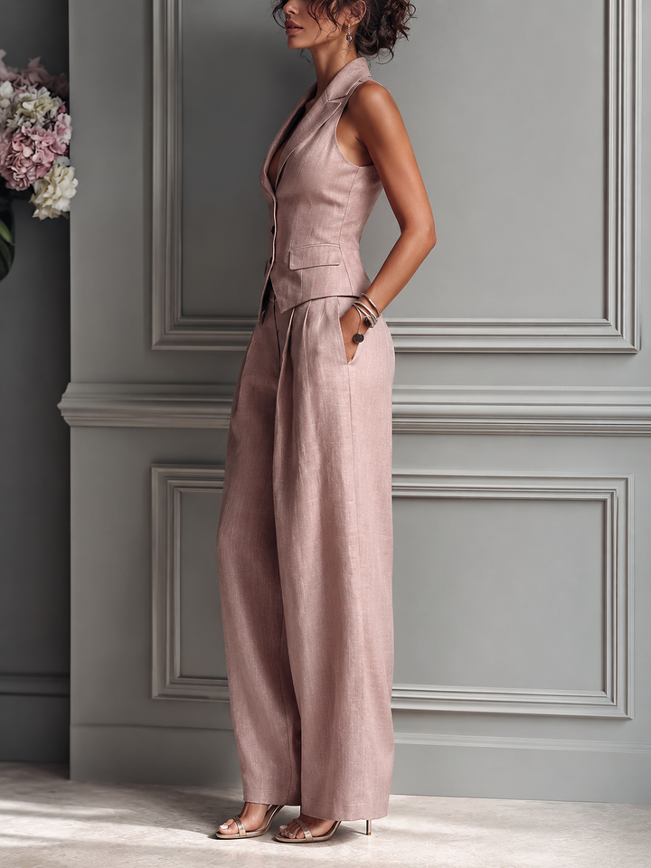 Amélie | Ensemble élégant avec gilet et pantalon large