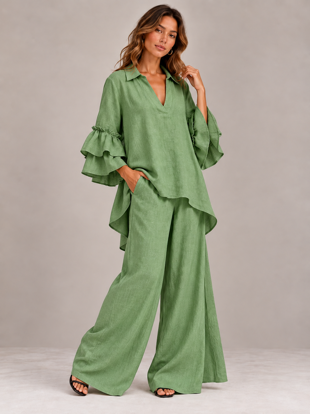 Lena | Ensemble fluide avec haut ample et pantalon large