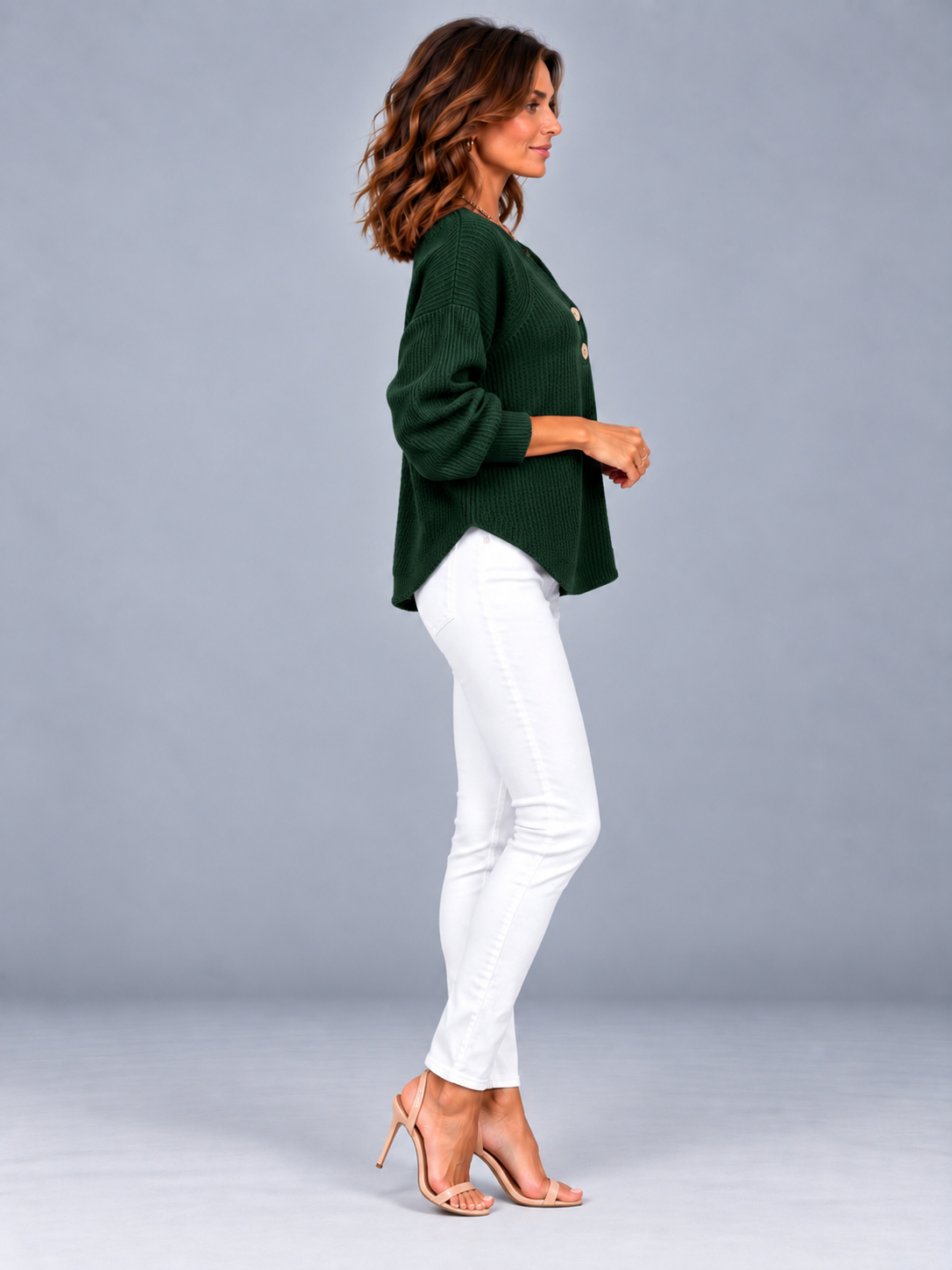 Lucienne™ | T-shirt Henley à texture gaufrée avec boutons