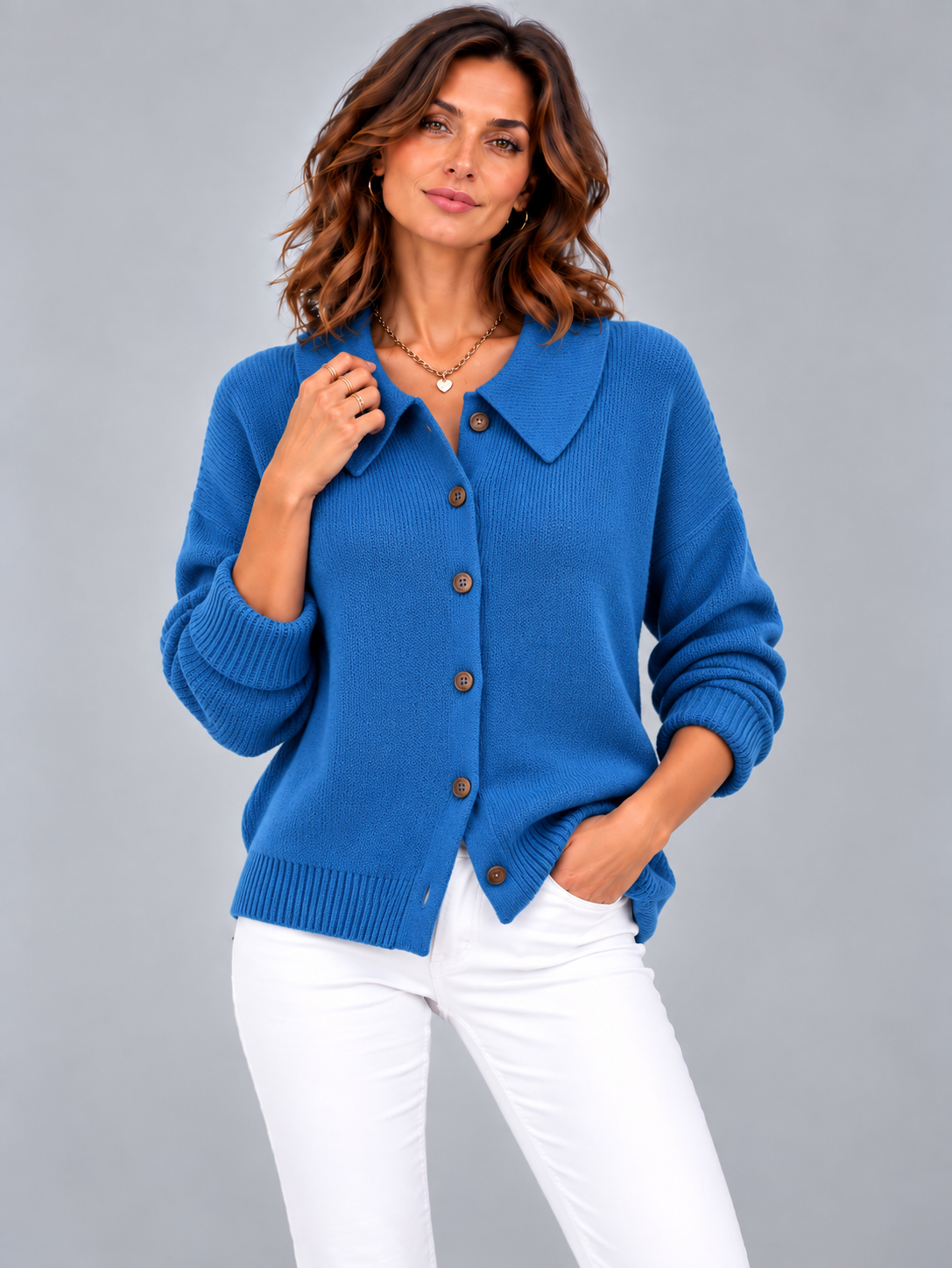 Vivienne™ | Veste en tricot avec col chemise