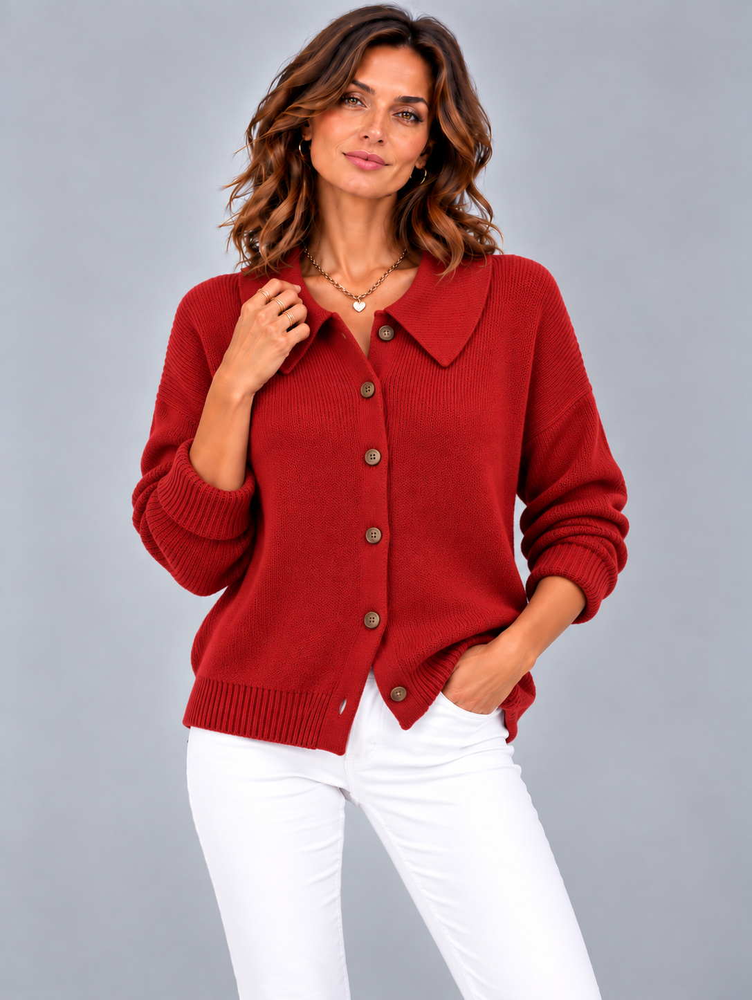 Vivienne™ | Veste en tricot avec col chemise