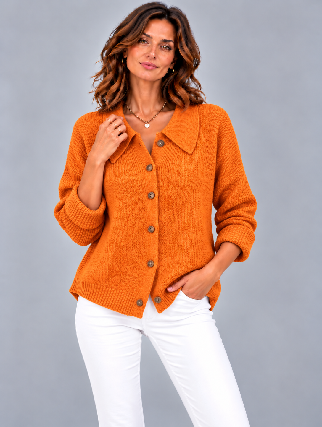 Vivienne™ | Veste en tricot avec col chemise