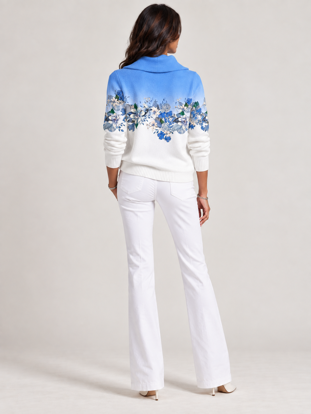 Albane™ | Pull floral avec col roulé