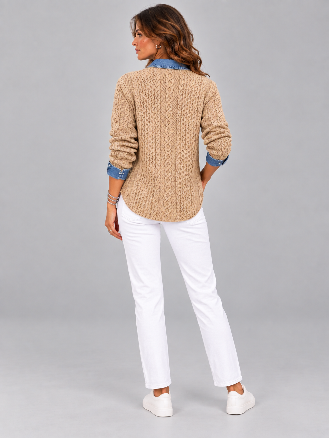 Monique™ | Veste en maille avec détails denim