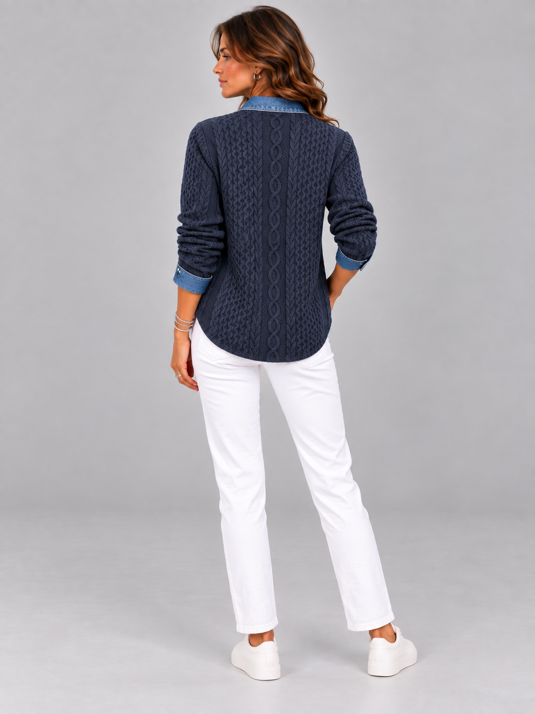Monique™ | Veste en maille avec détails denim