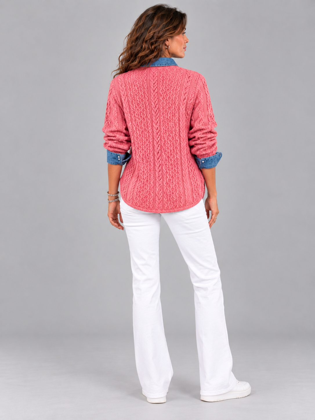 Monique™ | Veste en maille avec détails denim
