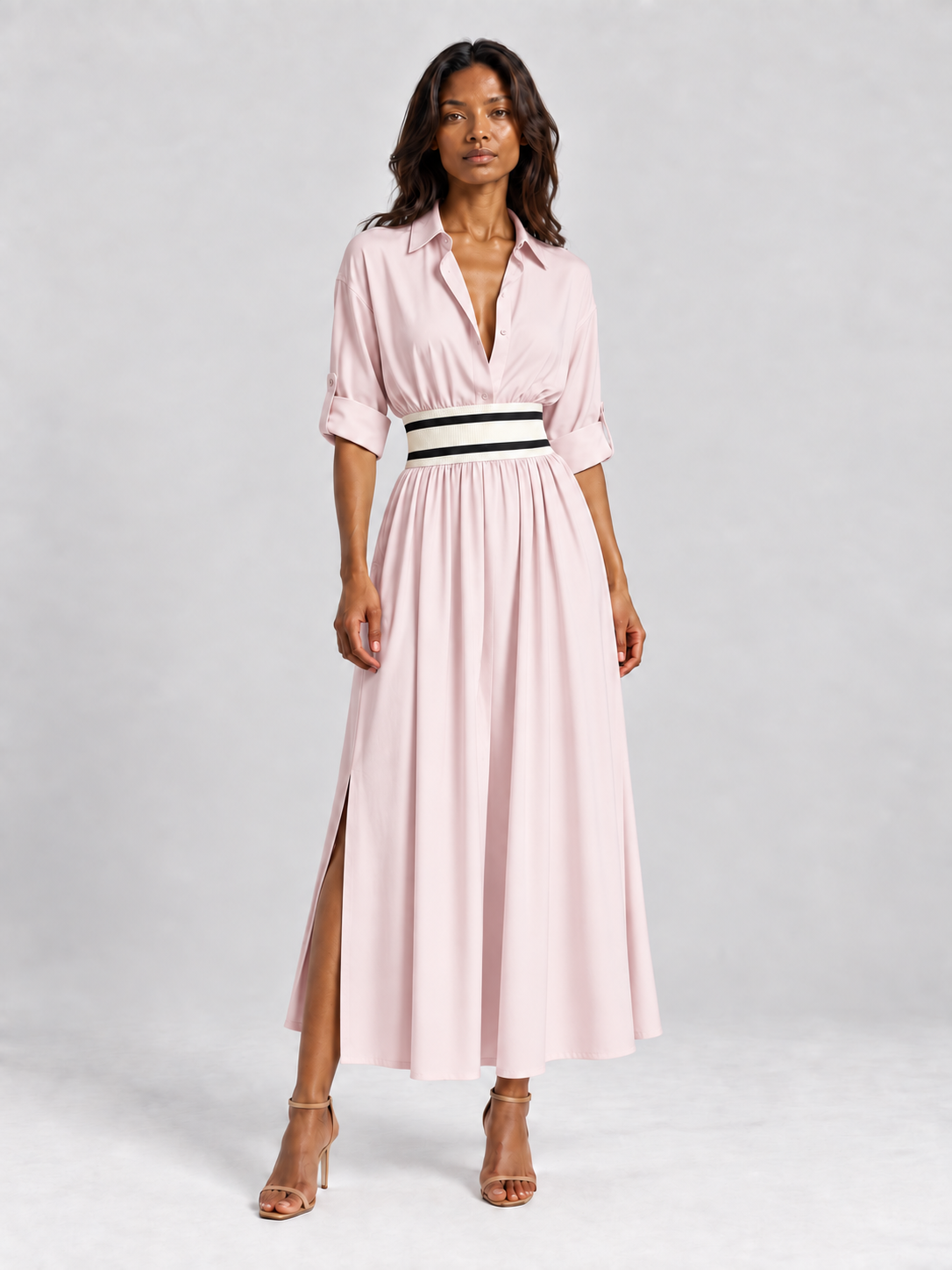 Amélie | Robe élégante fluide avec ceinture taille haute