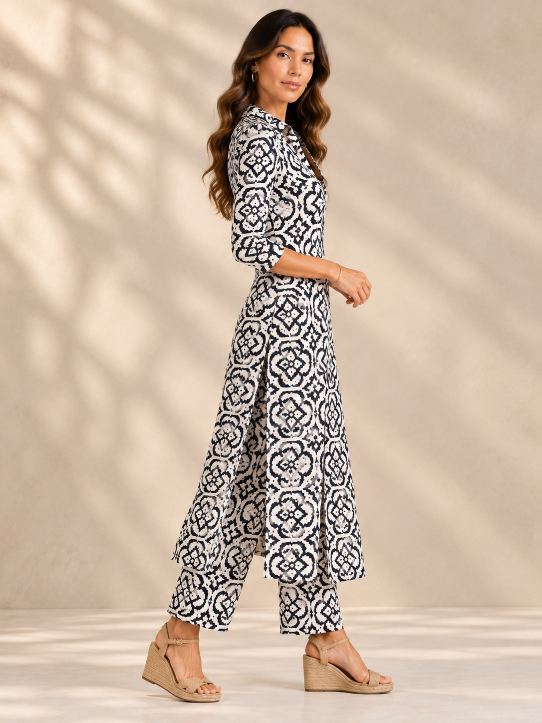 Élora | Ensemble élégant imprimé avec tunique fluide et pantalon