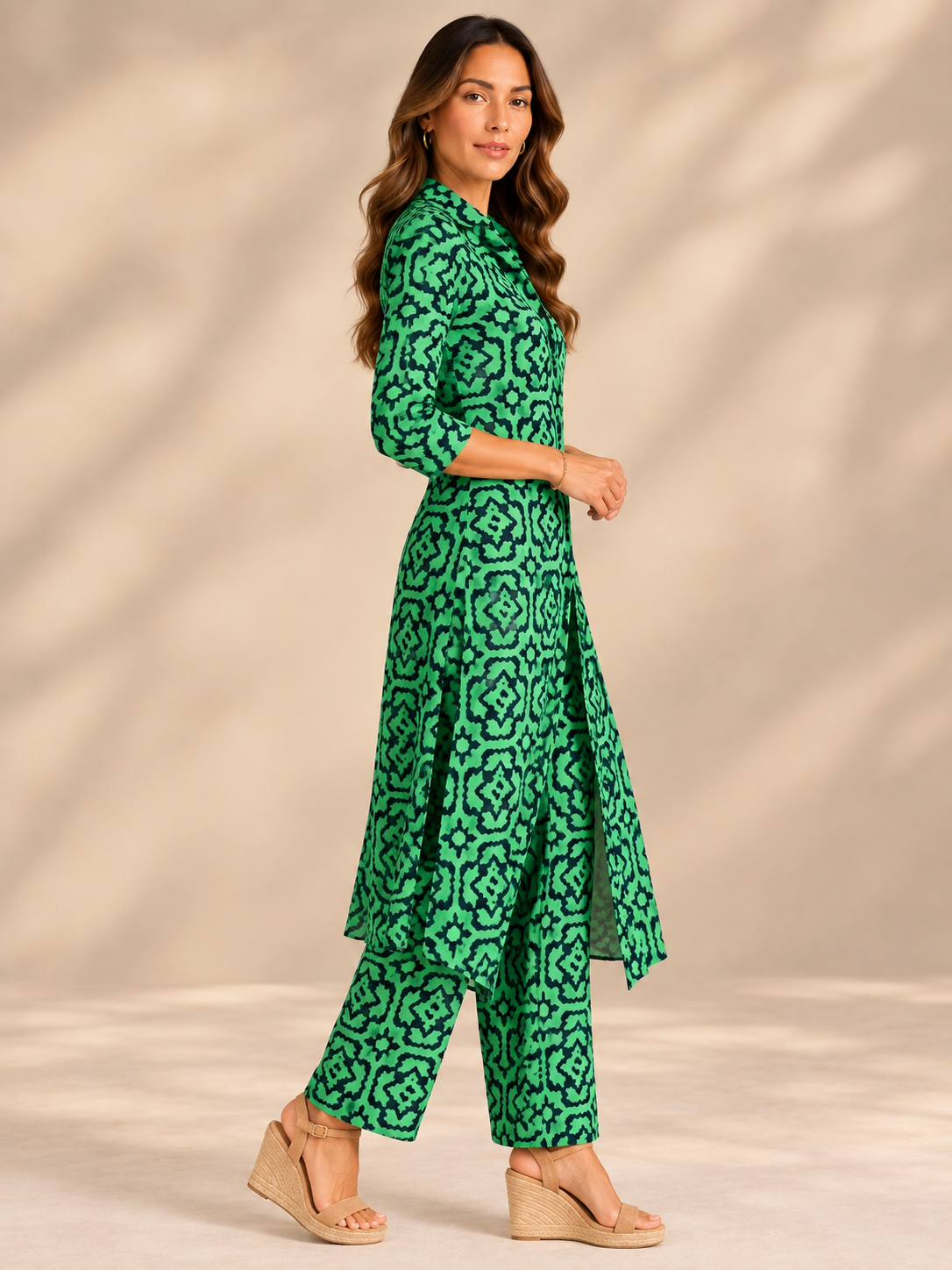 Élora | Ensemble élégant imprimé avec tunique fluide et pantalon