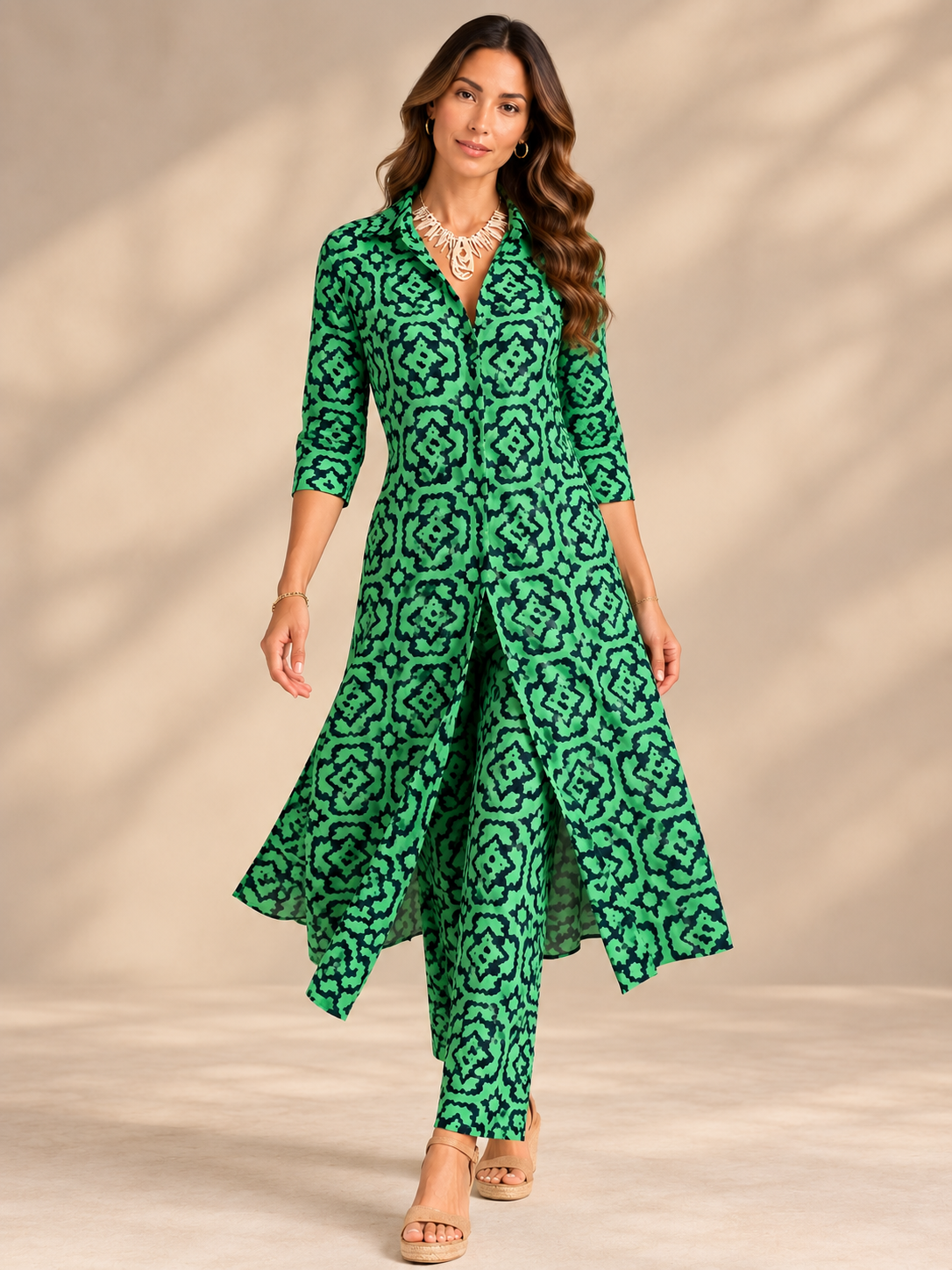 Élora | Ensemble élégant imprimé avec tunique fluide et pantalon