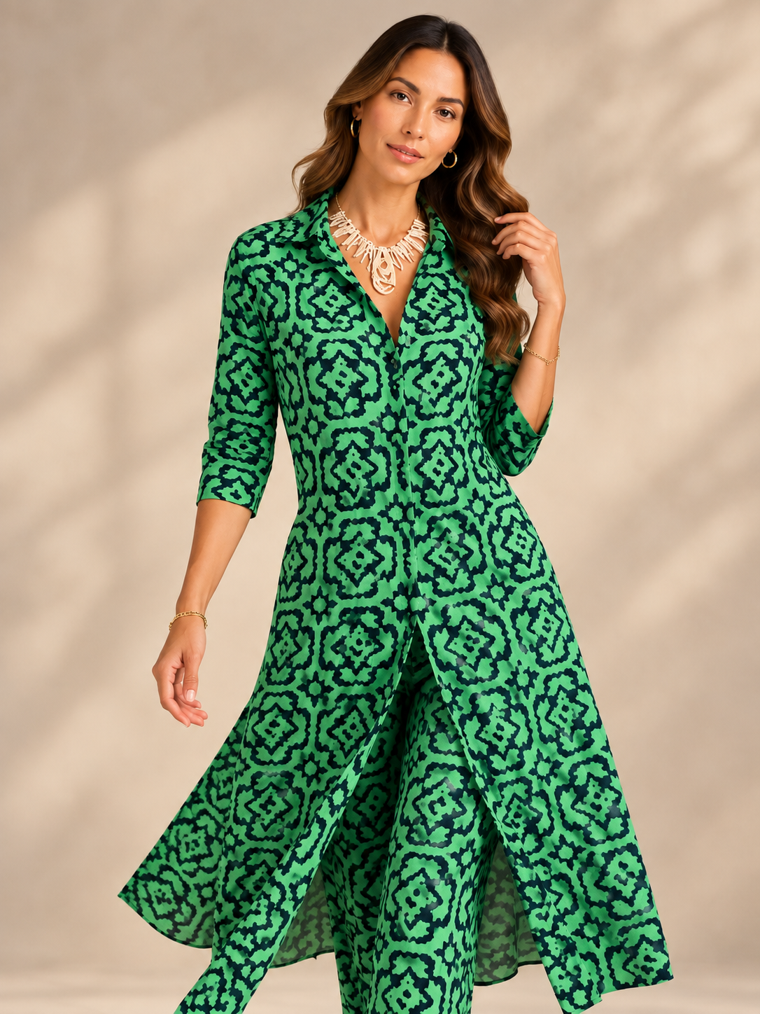 Élora | Ensemble élégant imprimé avec tunique fluide et pantalon