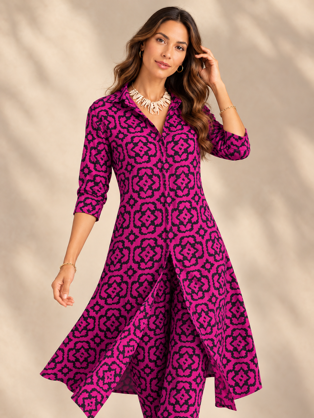 Élora | Ensemble élégant imprimé avec tunique fluide et pantalon