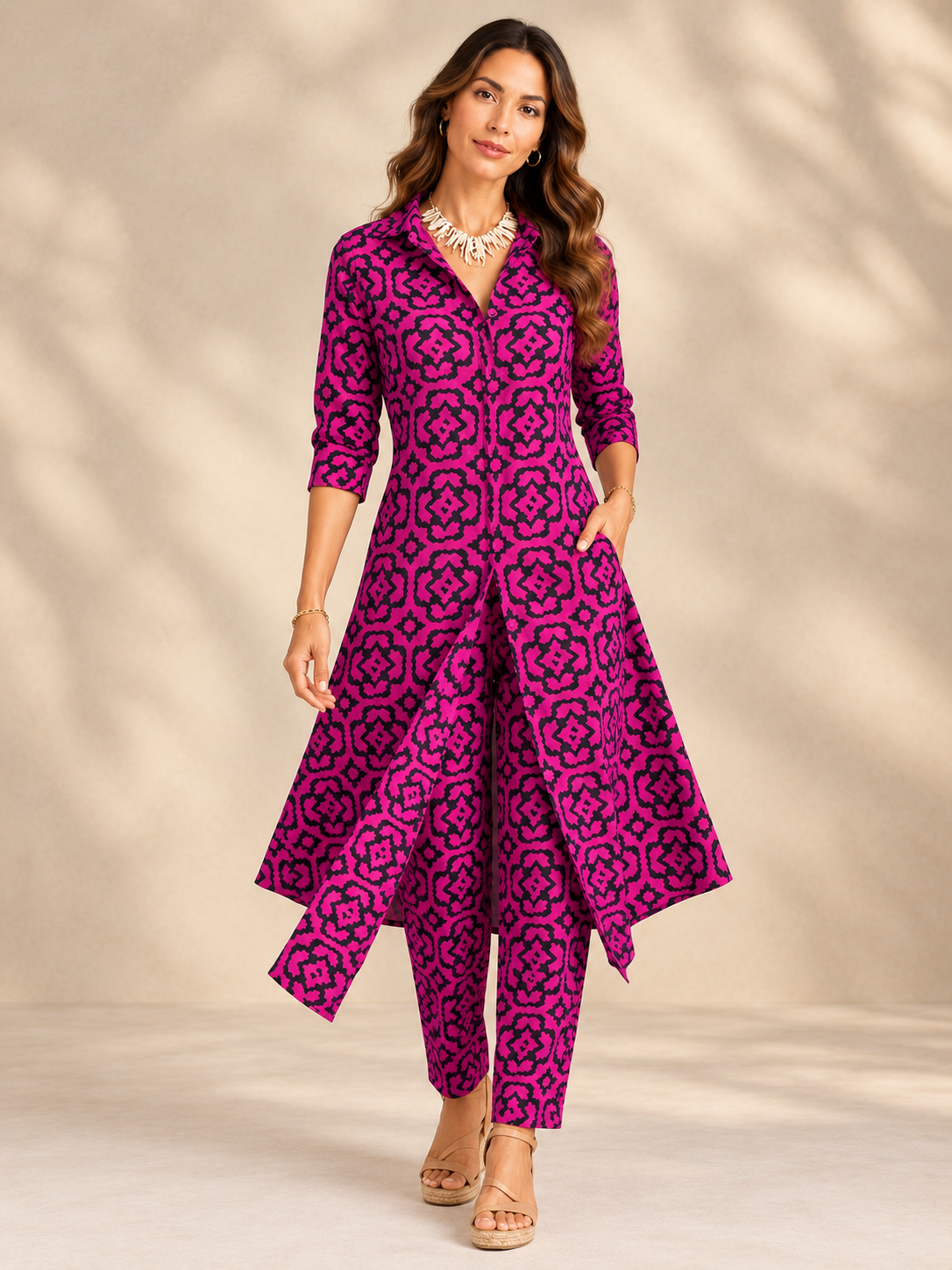 Élora | Ensemble élégant imprimé avec tunique fluide et pantalon