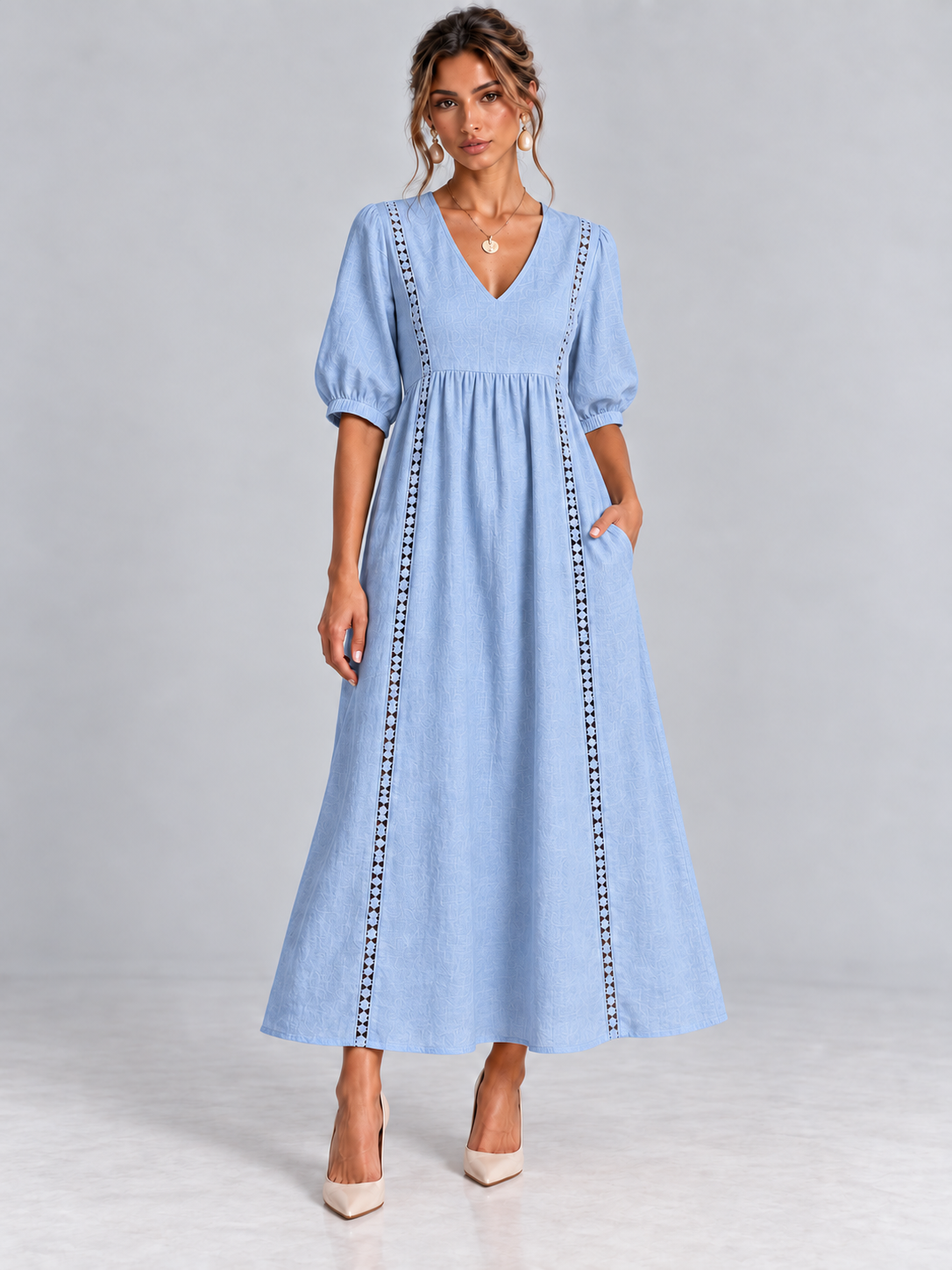 Madeleine™ | Robe en Lin et Coton Dentelée