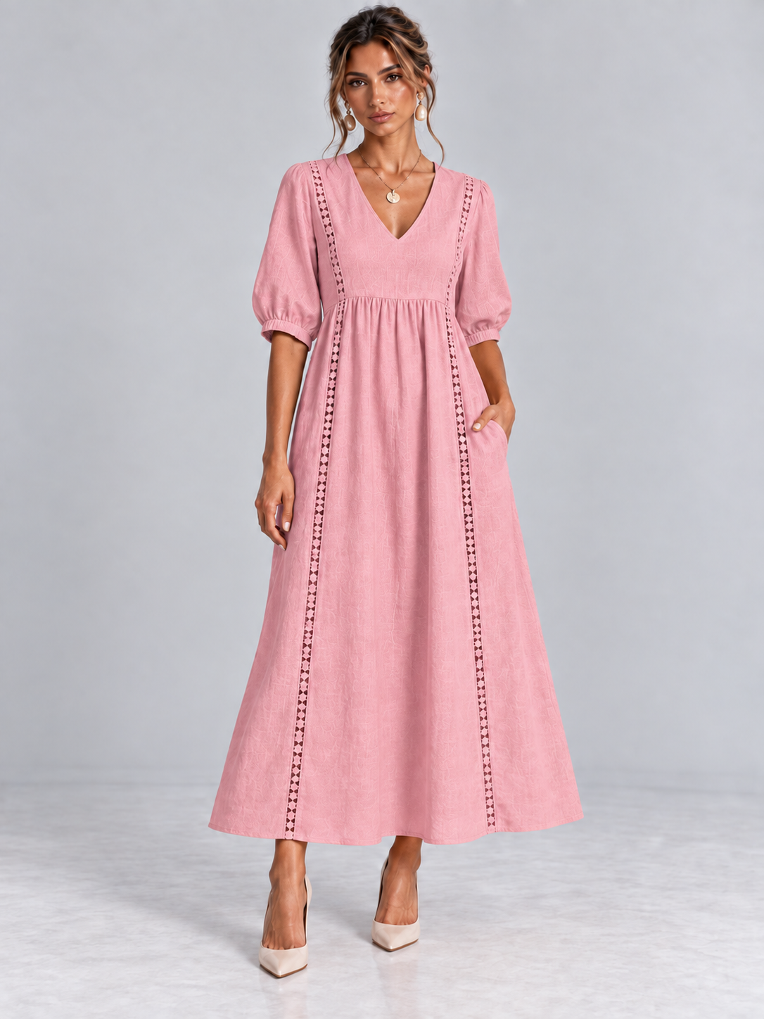 Madeleine™ | Robe en Lin et Coton Dentelée