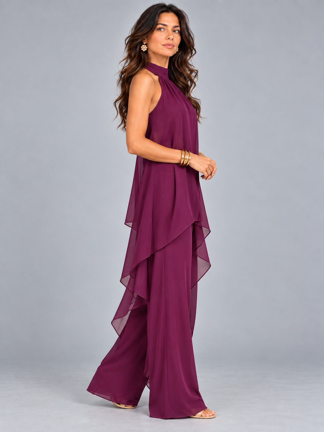 Amélie | Ensemble élégant asymétrique avec top fluide et pantalon large