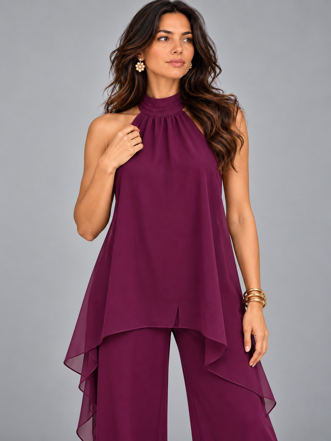 Amélie | Ensemble élégant asymétrique avec top fluide et pantalon large
