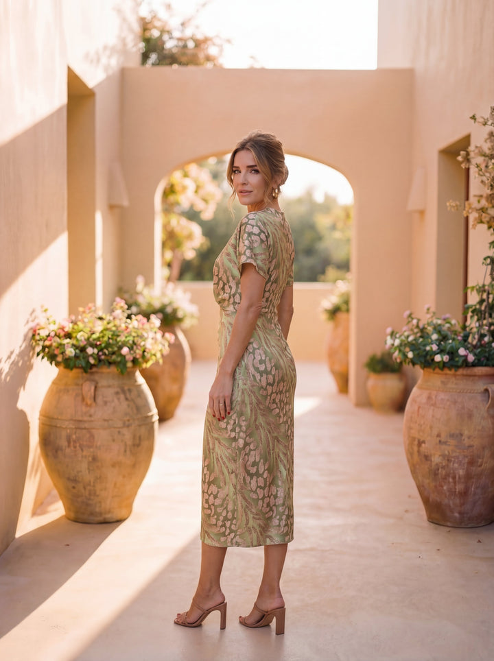 Sophie | Robe midi élégante fluide à imprimé raffiné