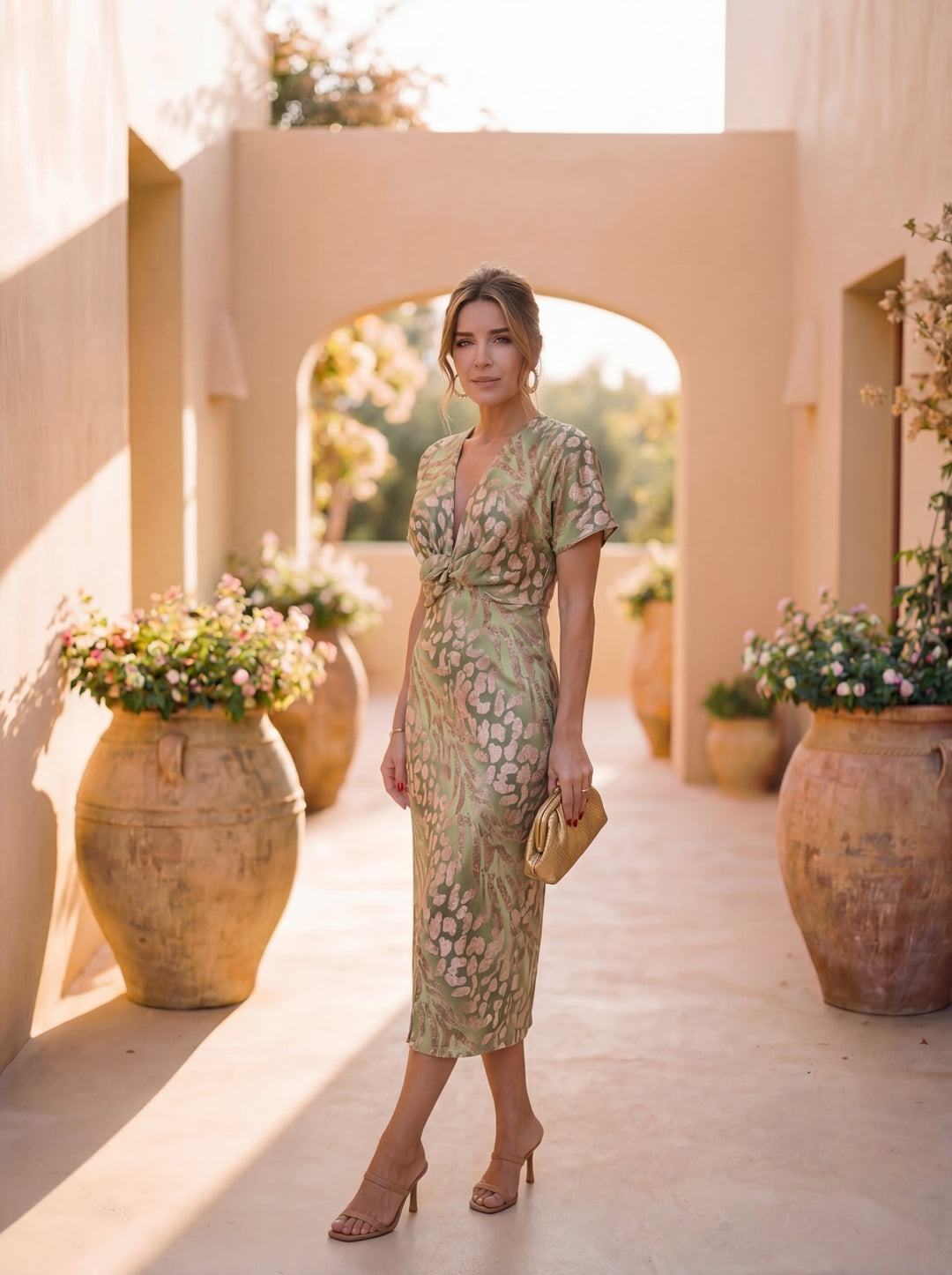 Sophie | Robe midi élégante fluide à imprimé raffiné