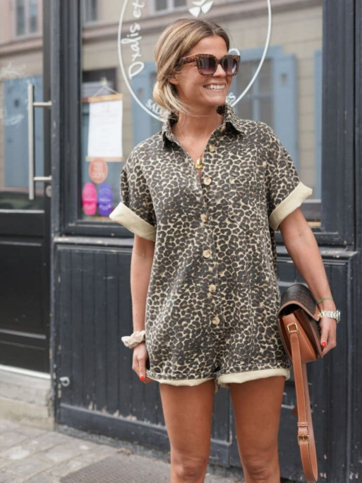Nonette™ | Combinaison chemise avec motif léopard