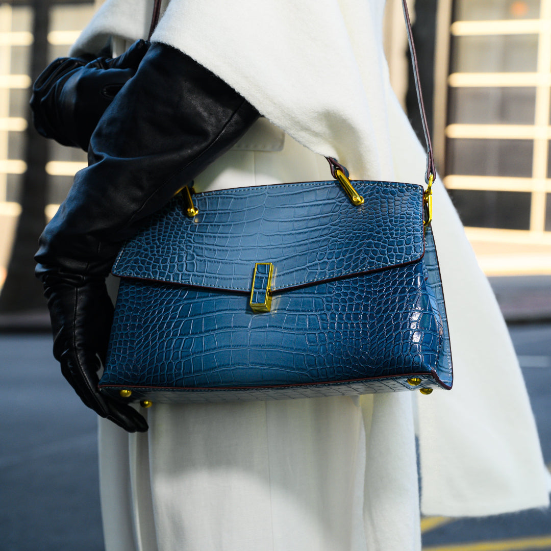 ÉLO – SAC STRUCTURÉ EFFET CROCO AVEC BANDOULIÈRE