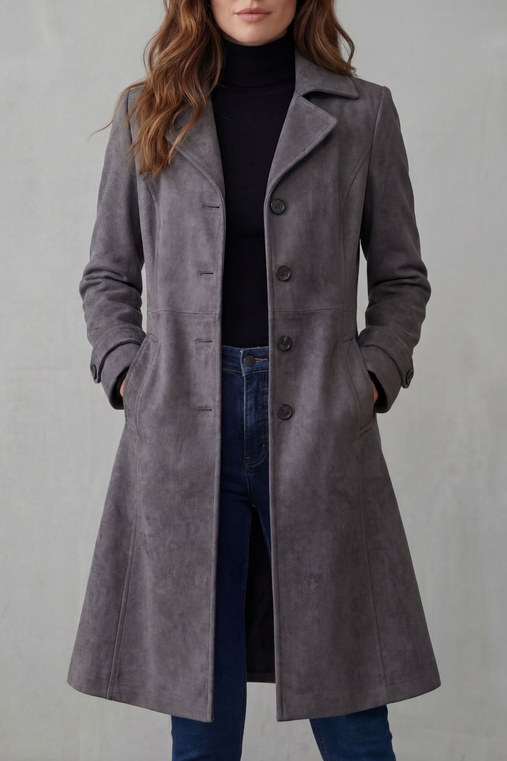 Camille manteau long effet daim vintage