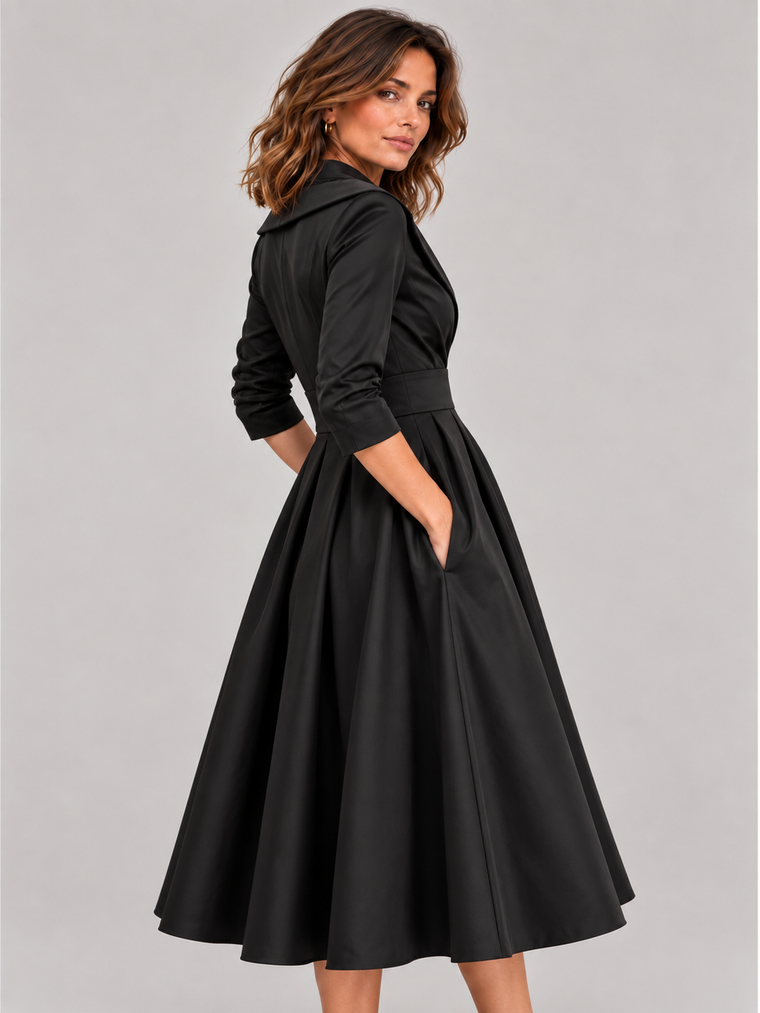 Lina - Robe midi en satin