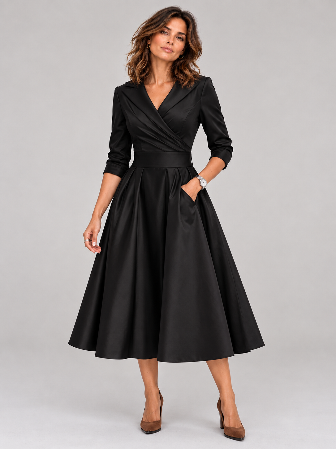 Lina - Robe midi en satin
