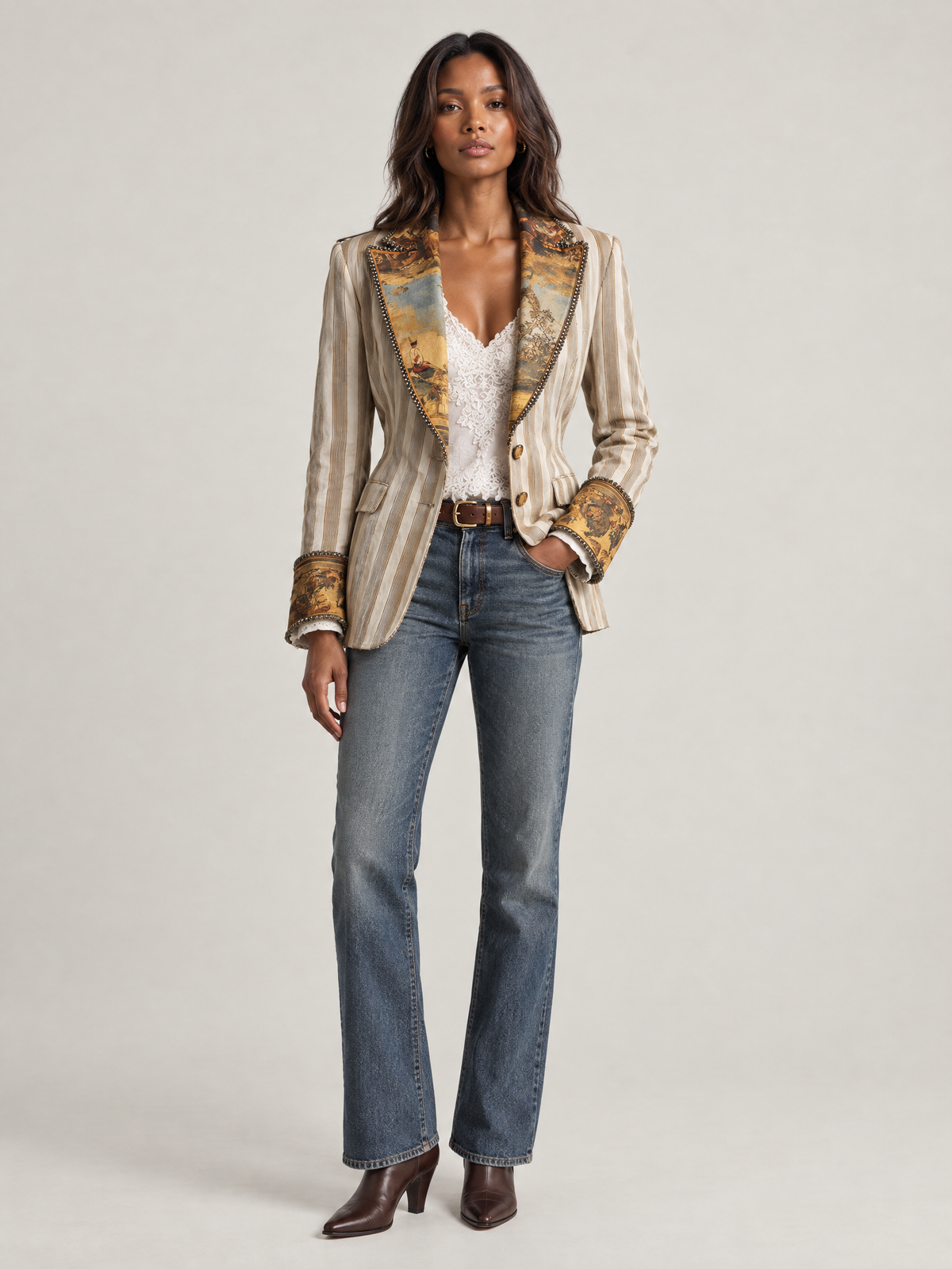 Éloïse™ | Blazer rayé à détails artistiques