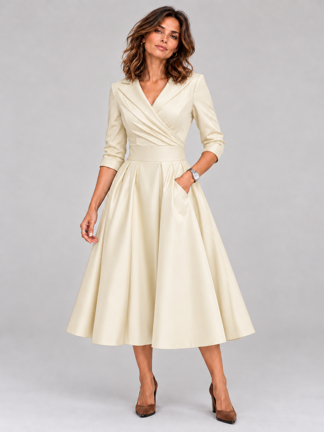 Lina - Robe midi en satin