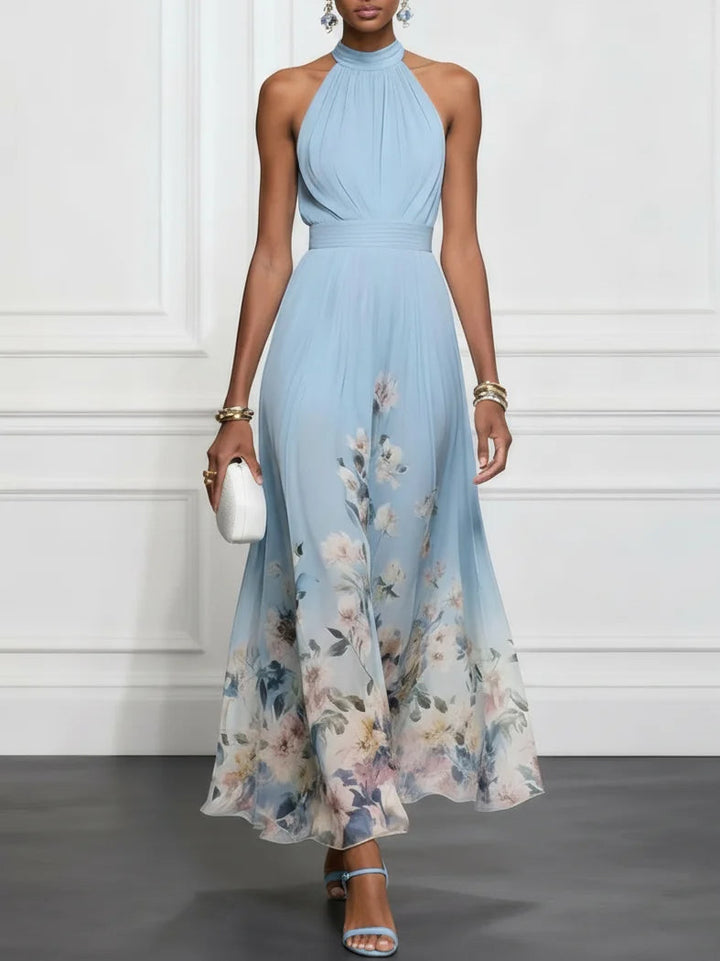 Amandine™ | Robe Maxi Fleurie à Col Halter