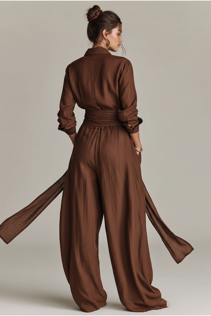Noémie | Ensemble 2 pièces élégant fluide avec ceinture et coupe large