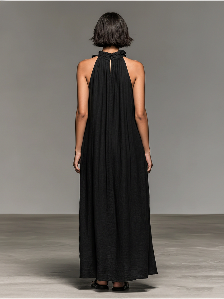 Chloé | Robe longue fluide avec col volanté élégant