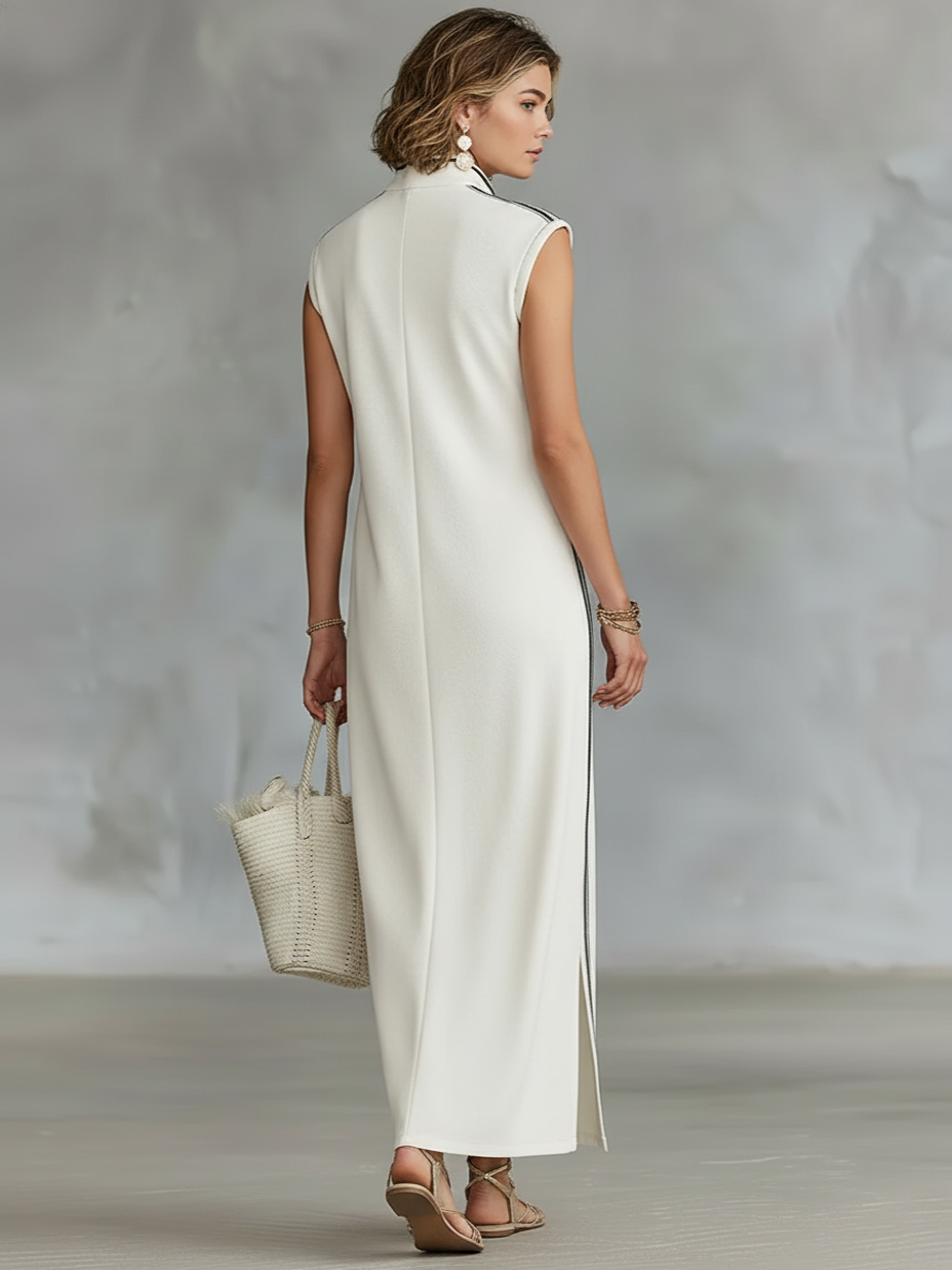 Claire | Robe longue élégante avec coupe fluide et col moderne