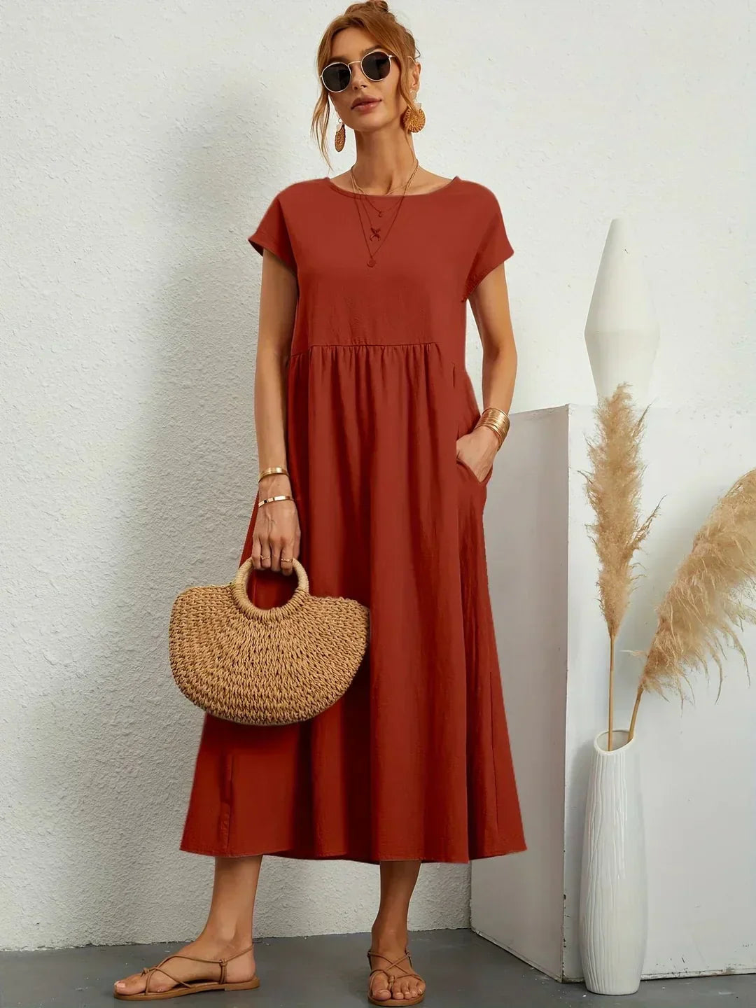 ROBE LÉGÈRE EN COTON DOUX AVEC POCHES