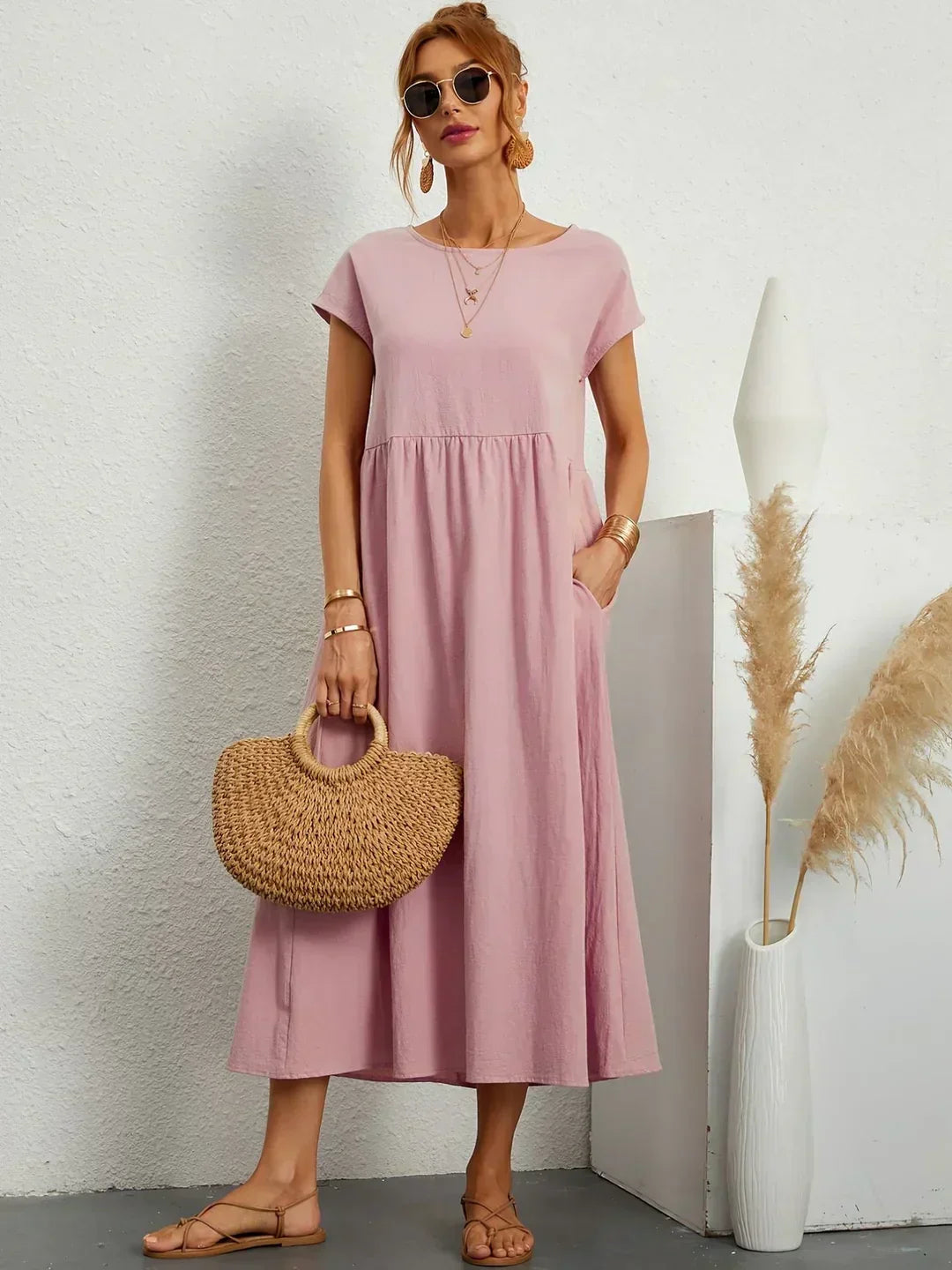 ROBE LÉGÈRE EN COTON DOUX AVEC POCHES