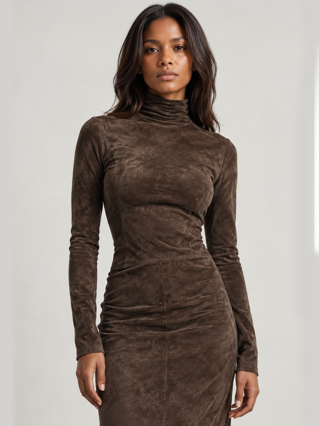 Robe Midi en Suédine – Élégance Intemporelle