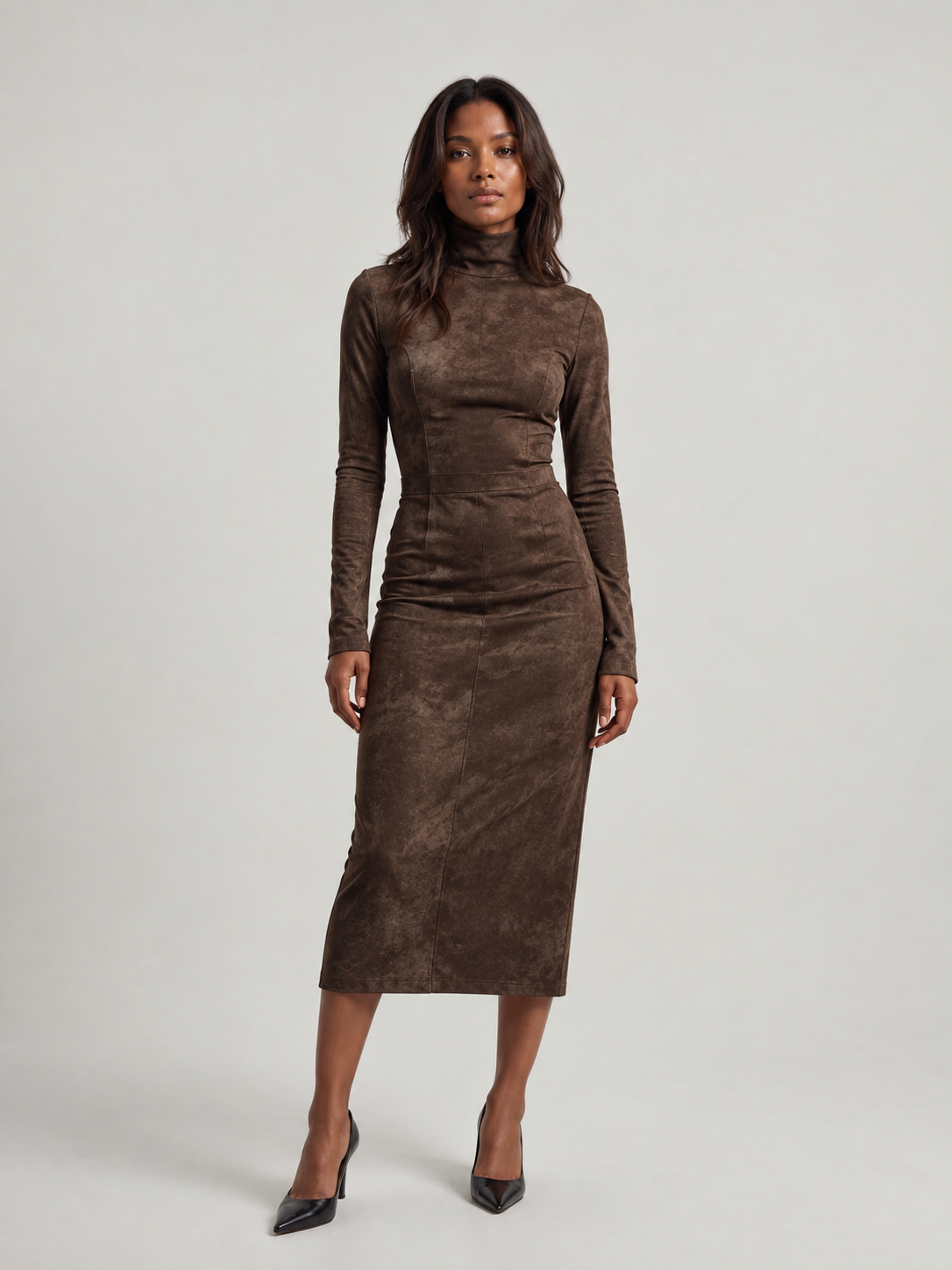 Robe Midi en Suédine – Élégance Intemporelle