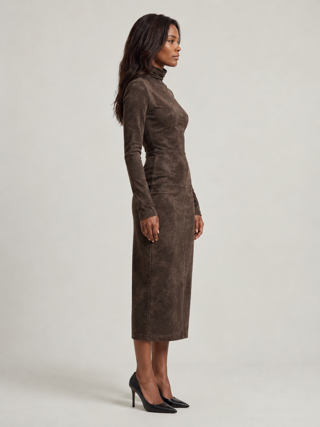 Robe Midi en Suédine – Élégance Intemporelle