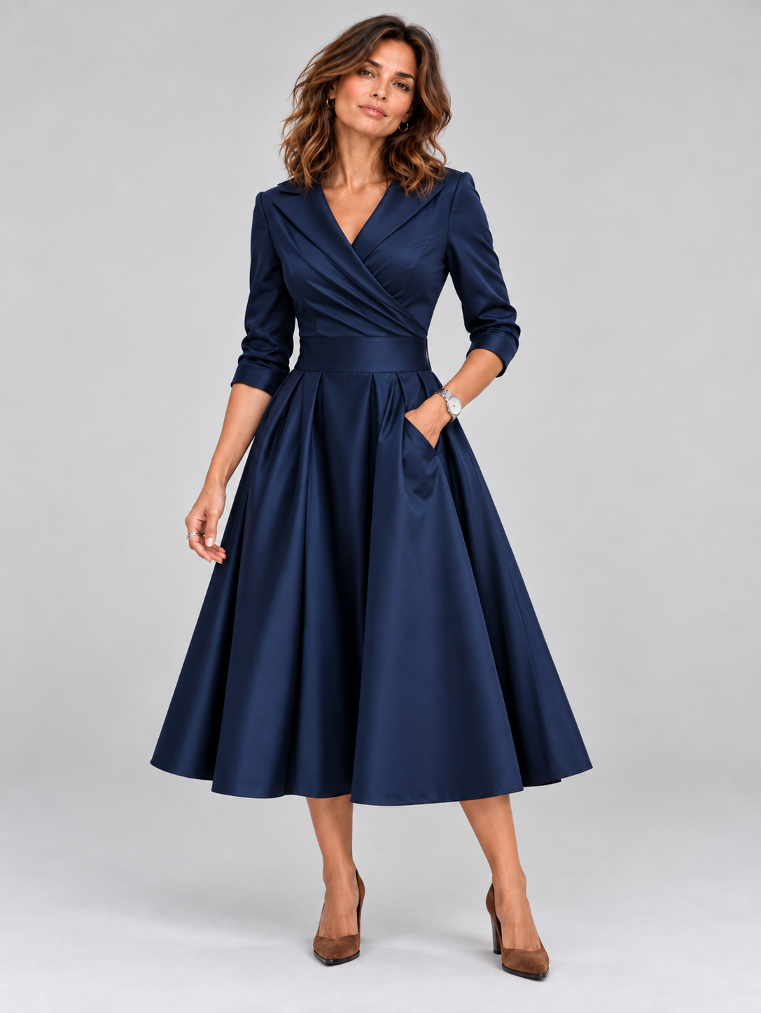 Lina - Robe midi en satin