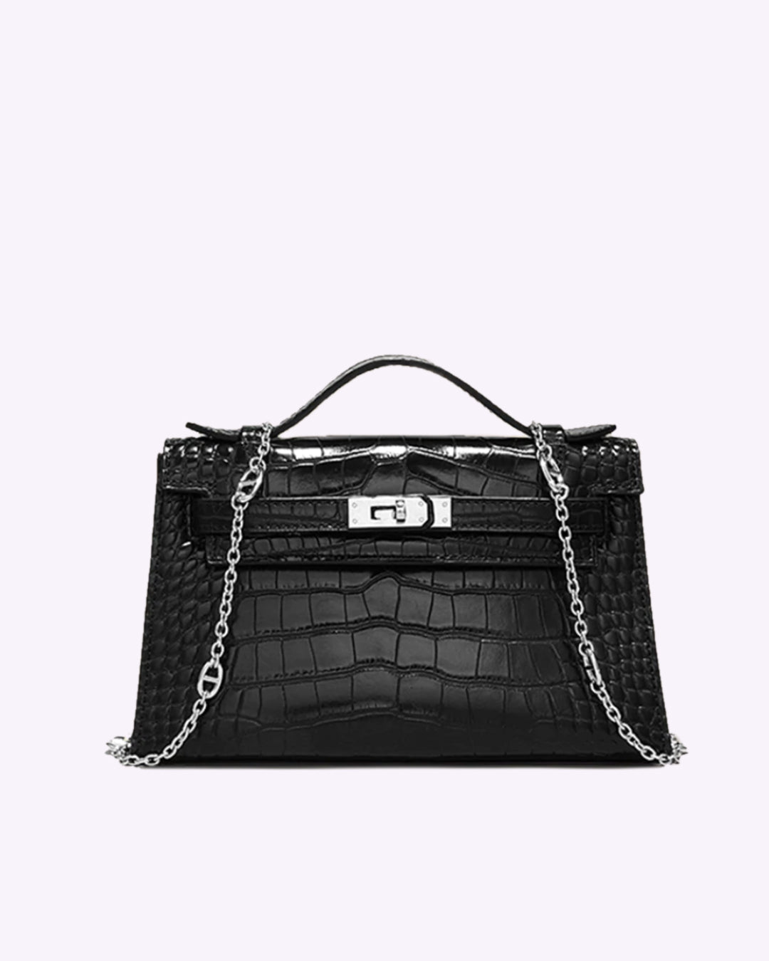VELOURA – SAC BANDOULIÈRE NOIR EFFET CROCO
