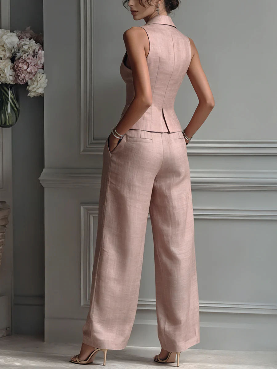 Amélie | Ensemble élégant avec gilet et pantalon large
