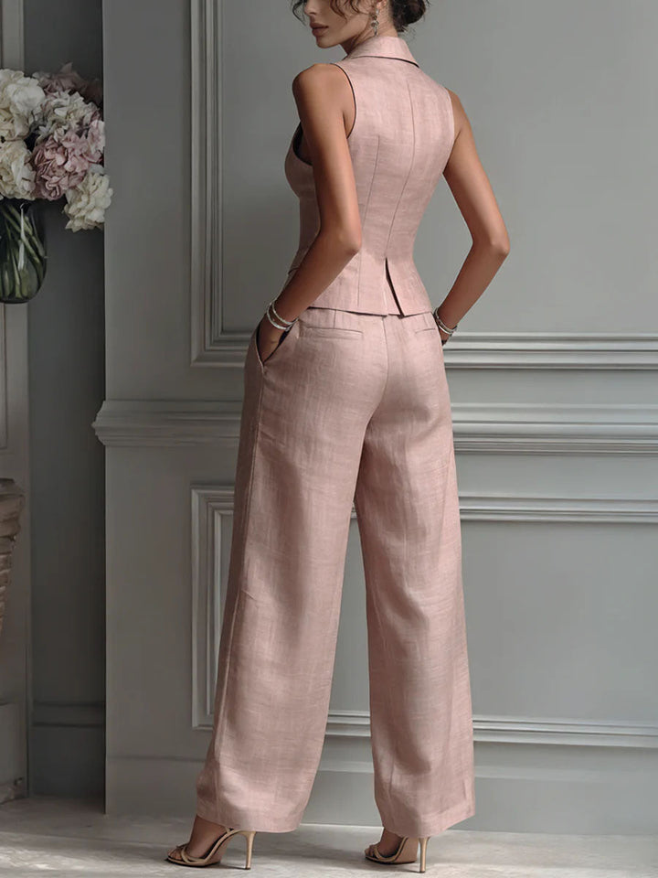 Amélie | Ensemble élégant avec gilet et pantalon large