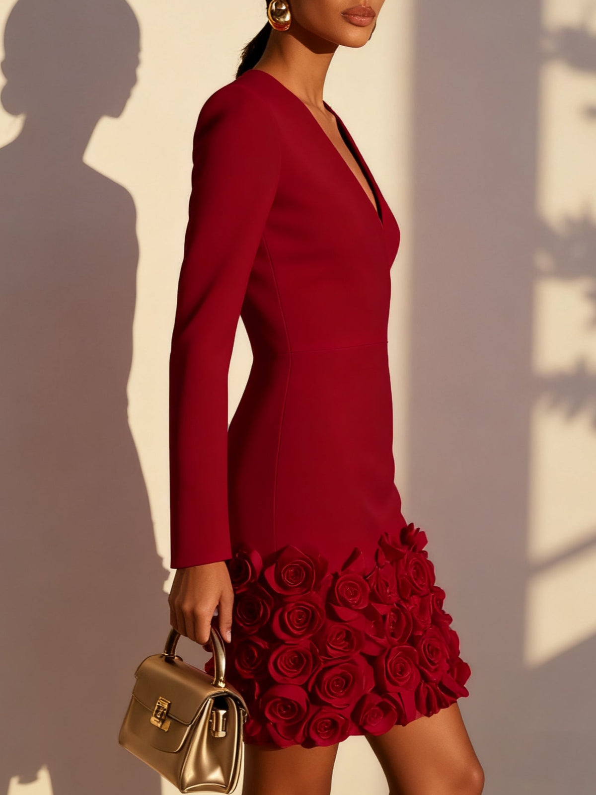 Amélie™ | Robe courte élégante à fleurs en relief